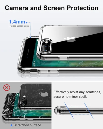Miniatura 6 de HOOMIL Funda para iPhone 7 Plus/iPhone 8 Plus de 5.5 pulgadas, no amarillea, protección contra caídas, cubierta trasera dura transparente