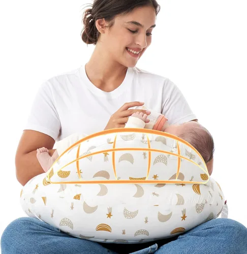 Miniatura 14 de Momcozy - Almohada de lactancia original con valla de seguridad innovadora, más ancha para mayor soporte a mamá y bebé, facilita la lactancia manos