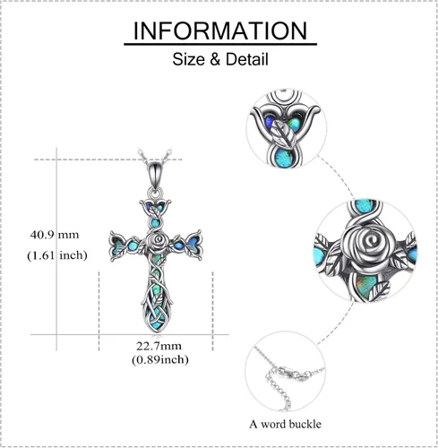 Miniatura 5 de Collar con colgante de cruz religiosa de plata de ley con colgante de cruz de origami, regalos para mujeres y hombres