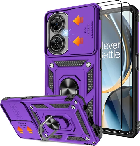 Miniatura 11 de Gritup Funda compatible con OnePlus Nord N30 5G con cubierta deslizante para cámara y protector de pantalla (paquete de 2), soporte de anillo Negro