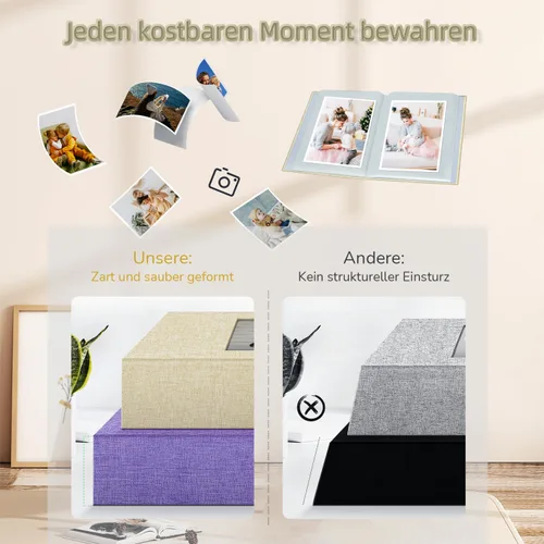 Miniatura 5 de popotop - Álbum de fotos 4x6 con 100 fotos, libros de fotos con 100 bolsillos verticales, cubierta de lino, álbumes para fotos familiares, de boda