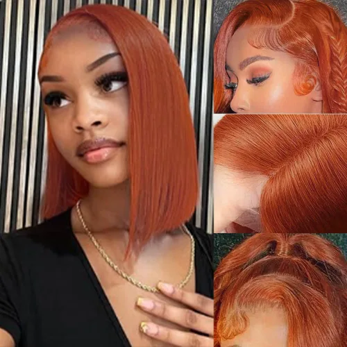 Miniatura 16 de UTIDE Peluca Bob Rubia 613 de Cabello Humano Pelucas Cortas de Cabello Humano 8 Pulgadas Peluca Frontal de Encaje 613 Cabello Humano Pre Arrancado