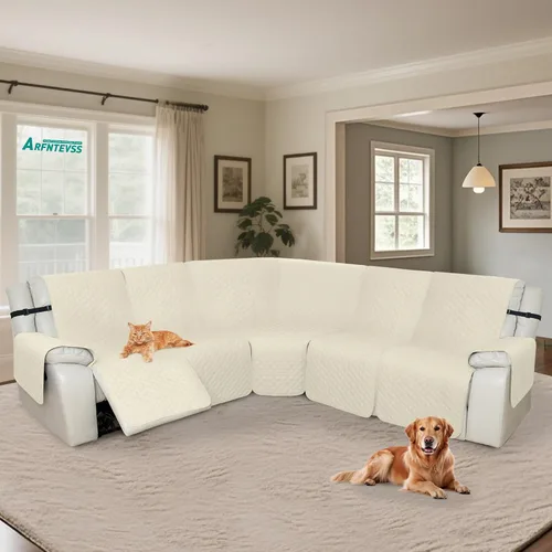 Miniatura 7 de Arfntevss Fundas de sofá reclinable seccional para sofá reclinable de esquina seccional para perro, lavables, en forma de L, juego de 7 piezas