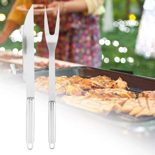 Miniatura 3 de Juego de herramientas para barbacoa, 9 unids/set de herramientas de parrilla, tenedor de cuchillo de barbacoa de acero inoxidable, cepillo de pala