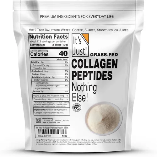 Miniatura 2 de It's Just! - Péptidos de colágeno, proteína en polvo, 40 onzas, colágeno de ganado alimentado con pasto (bovino)