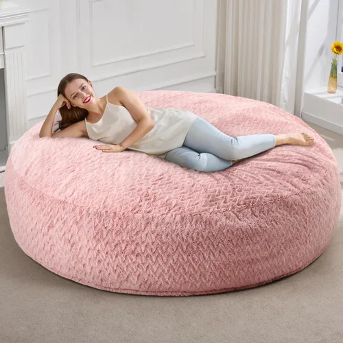 Miniatura 28 de Hobestluk Puf grande de 4 pies para adultos, con funda de piel de felpa chevrón, puf grande para sala de estar, dormitorio, residencia estudiantil