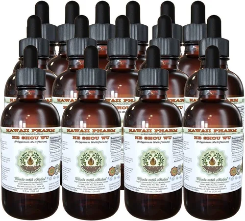 Hawaii Pharm He Shou Wu Extracto líquido sin alcohol, He Shou Wu, Fo Ti (Polygonum Multiflorum) Suplemento herbario natural de glicerita de raíz