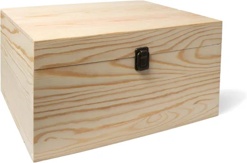 Miniatura 11 de Caja de madera sin terminar de 10 x 7 x 7 pulgadas con tapa con bisagras y cierre frontal para bricolaje, proyectos de arte, manualidades, recuerdos