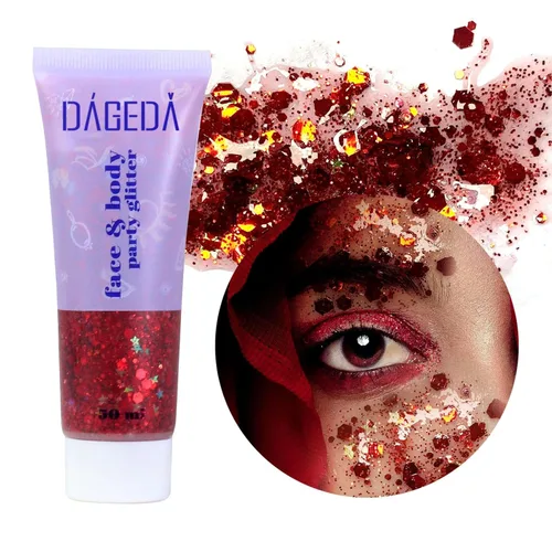 Miniatura 9 de DAGEDA Gel de purpurina corporal, lentejuelas de gel corporal con purpurina para la cara, sombra de ojos líquida, purpurina gruesa para cara, Sirena