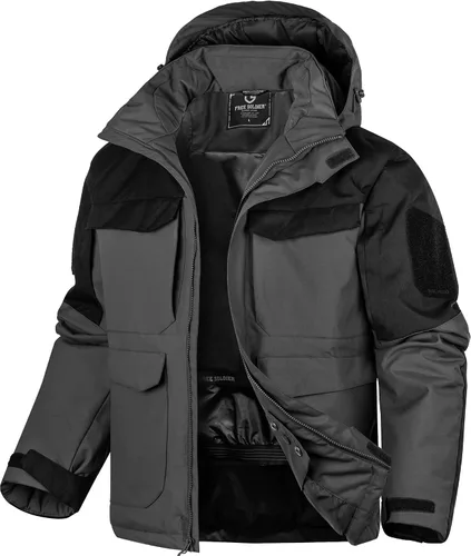 Miniatura 12 de FREE SOLDIER Chaqueta de esquí impermeable para hombre, abrigo cálido de invierno para nieve, snowboard con múltiples bolsillos, capucha desmontable
