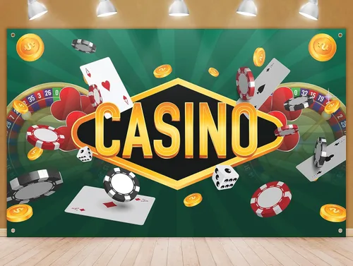 Telón de fondo de fiesta nocturna de casino, tarjetas de ruleta de póquer, decoración de fondo temático, decoración de fondo verde, rojo y dorado,