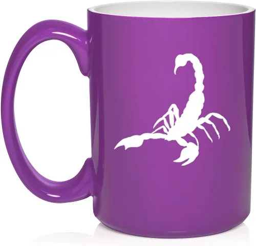 Miniatura 16 de Daylor Taza de café de cerámica Scorpion, regalo para ella, él, amigo, compañero de trabajo, esposa, esposo (11 onzas, azul)