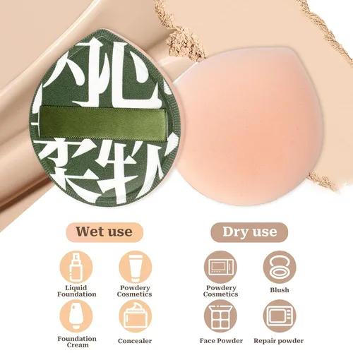 Miniatura 2 de Esponja cosmética coreana, esponja de maquillaje en forma de lágrima ultra suave para base, corrector, polvo, líquido, crema (2 grandes y 2 pequeños)