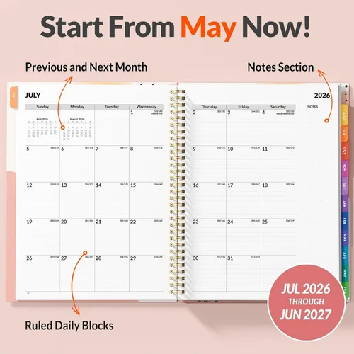Miniatura 16 de SUNEE Libro de citas 2026-2027, trimestral por hora, semanal y mensual, de julio de 2026 a junio de 2027, planificador académico de 6.4 x 8.3