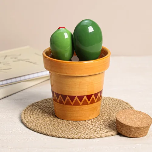 Miniatura 5 de Sizikato 4 cucharas medidoras de porcelana con base, bonita forma de cactus