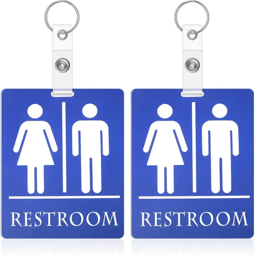 Gersoniel 2 llaveros unisex para pase de baño, para aula, baño, pasillo, llave, con anillo para mujeres, hombres, negocios, restaurante, inodoro,