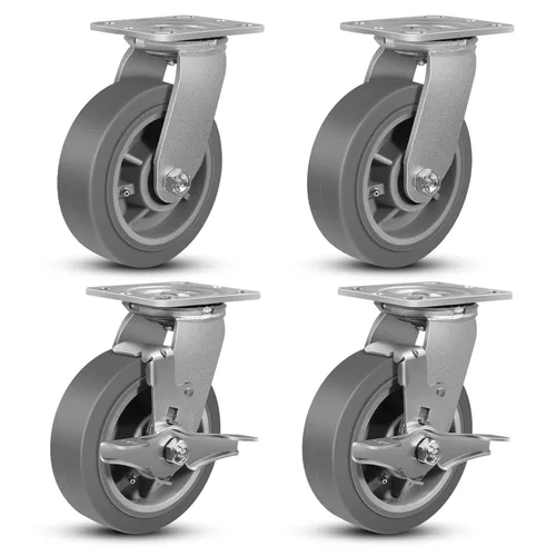 Miniatura 16 de Juego de 4 ruedas giratorias industriales de 5 pulgadas de alta resistencia con capacidad de carga de 3200 libras, ruedas de goma para muebles