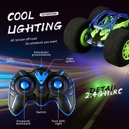 Miniatura 8 de pinkking Coche de control remoto para interiores con neumáticos de esponja de gran tamaño, ruedas suaves, auto a control remoto, para exteriores