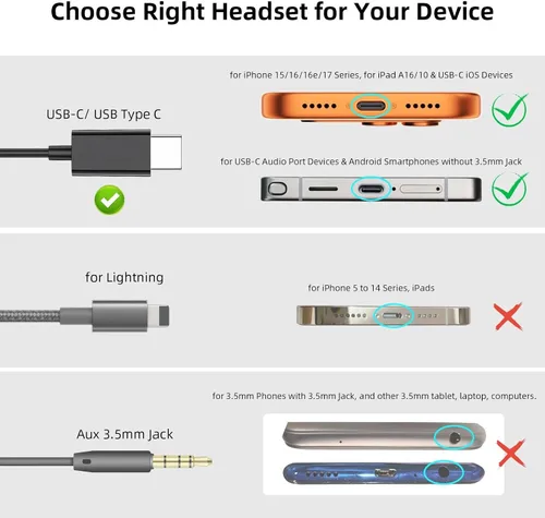 Miniatura 9 de Auriculares USB C para iPhone 17 Pro Max 16 15 17e 16e Auriculares magnéticos con cable para Samsung S26 Ultra S25 FE S23 A17 A36 Auriculares