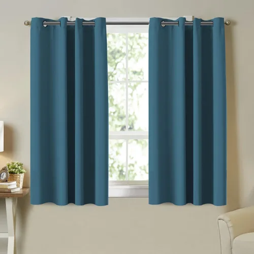 Turquoize Cortinas opacas de color verde azulado oscuro con aislamiento térmico, con ojales en la parte superior, cortinas opacas para dormitorio,