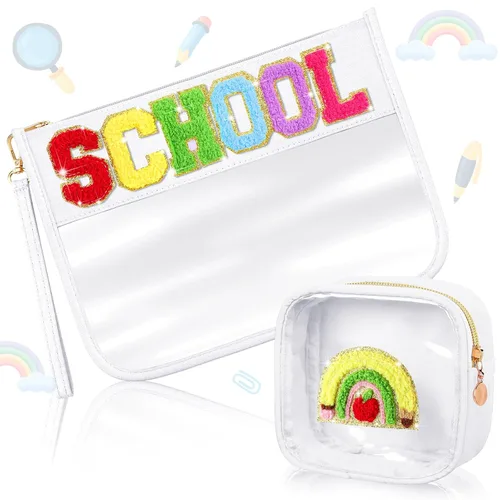 Miniatura 13 de Hillban Juego de 2 bolsas de bebé de chenilla, bolsas de letras de chenilla, bolsa de maquillaje, bolsa de viaje para bebé, impermeable, portátil