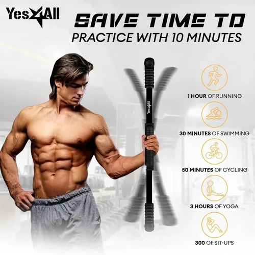 Miniatura 6 de Yes4All Flex Bar, Elastic Fitness Bars with Strong Fiberglass & TPE Material, 2in1 Functional Exercise Bar, 9.5 inch Comfortable Grip, High