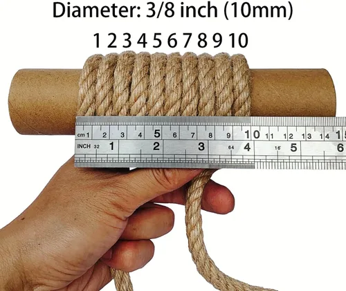 Miniatura 3 de Cuerda de yute de 0.394 in, 164 pies, 4.5 libras de grosor, cuerda de yute de jardín para rascador de gatos, jardinería, agrupación y colgar
