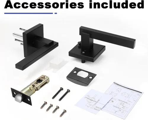 Miniatura 7 de Orger Paquete de 1 Manija de Puerta de Privacidad Negro Mate, Cerradura de Puerta Interior Sin Llave para Dormitorio y Baño, Manija de Puerta