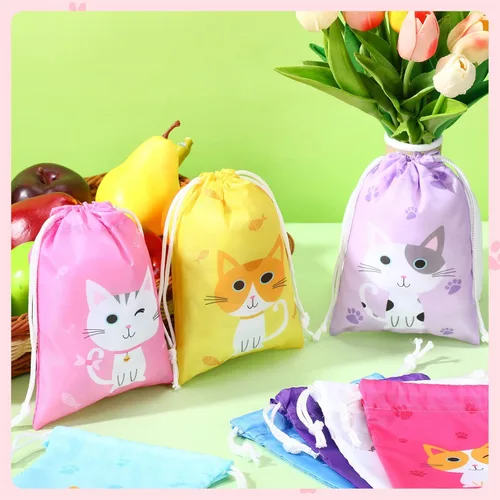 Miniatura 4 de Faccito 24 bolsas de regalo de fiesta de gatos, bolsas de regalo de cumpleaños con temática de gato, bolsa de regalo para gatitos para mascotas