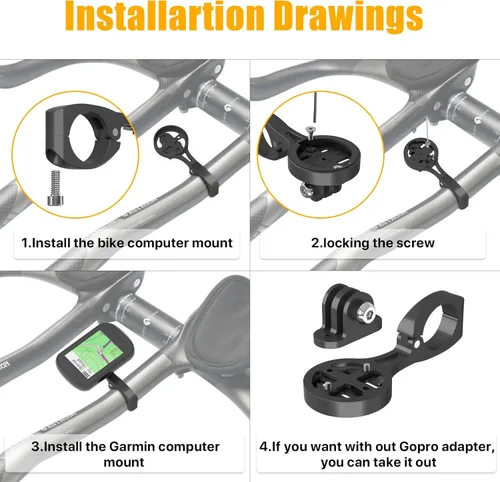 Miniatura 4 de Soporte de barras Aero - Garmin Bike Computer Mount para Garmin Edge, compatible con computadora GPS de bicicleta, Wahoo, Bryton, Cateye, GoPro Full