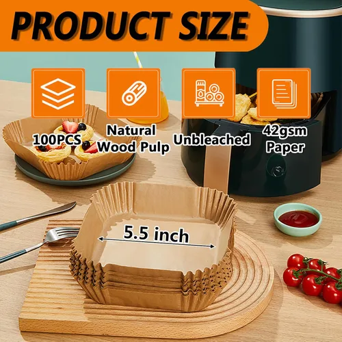 Miniatura 5 de Mini forros para freidora de aire CHEFMAN de 2 cuartos de galón, forros de papel desechables para freidora de aire pequeña cuadrada de 5.5 pulgadas