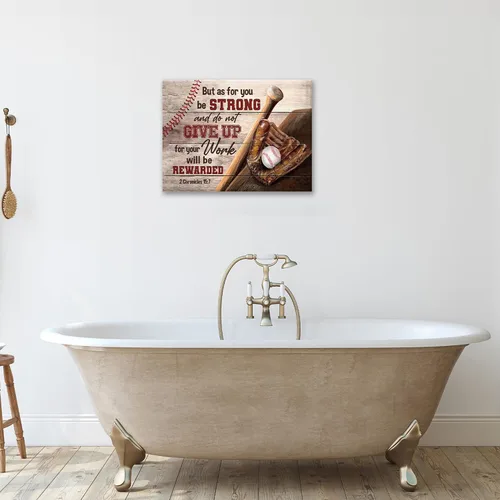 Miniatura 4 de Arte de pared cristiano de béisbol para decoración de habitación de niños, pintura de lona con escritura deportiva, impresiones de citas Crónicas