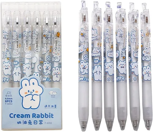 Bolígrafo de gel Kawaii con diseño de dibujos animados, bolígrafo de gel creativo y lindo estudiante de dibujos animados negro (0.020 in, blanco)
