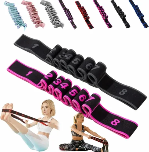 Miniatura 12 de Banda de resistencia de fitness para estiramiento y yoga, bandas de resistencia con asas para brazos, ejercicio de tirador de moda, bandas
