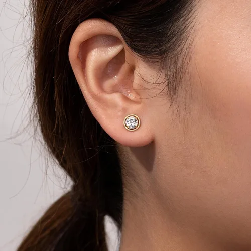 Miniatura 2 de Tienda Essentials 10k Gold Made with Infinite Elements Imported Crystal Birthstone Stud Earrings (previously Tienda Collection)