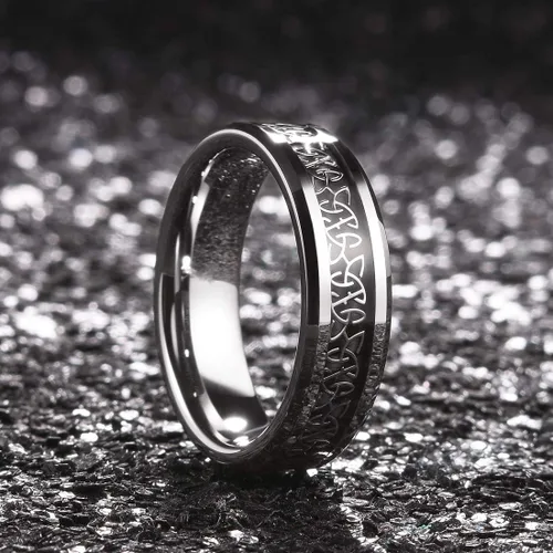 Miniatura 3 de Anillo King Will clásico, de carburo de tungsteno, 2.36 y 3.15 pulgadas, alianza de boda con incrustaciones, nudo celta, anillo de compromiso cómodo