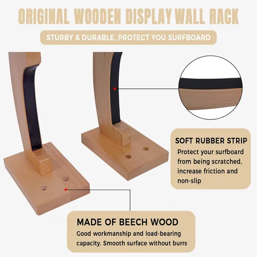 Miniatura 3 de Tablas de surf de madera para montar en la pared para almacenar y exhibir tus tablas de surf/skimboards/patinetas