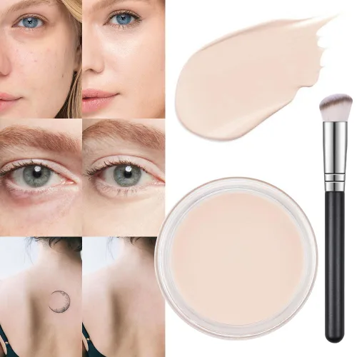 Kaely Set de Corrector en Tarro de Cobertura Completa, Corrector de Color para Iluminar Bajo los Ojos para Ojeras Oscuras, Kit de Maquillaje Facial