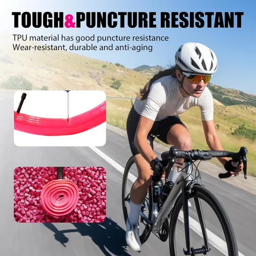 Miniatura 7 de Ridenow 4-Pack Bike Inner Tube for 700/18C-28C, 700/18C-32C with 65/85 mm Metal &TPU Presta Valves for Road Bikes, Super Light Puncture Resistant
