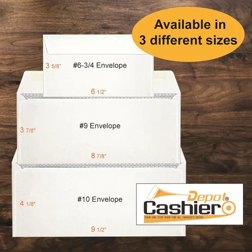 Miniatura 3 de 500 sobres de negocios de Cashier Depot #10, papel tejido blanco, 4 1/8 x 9 1/2 pulgadas, 24 libras, sello de solapa engomado, correo profesional