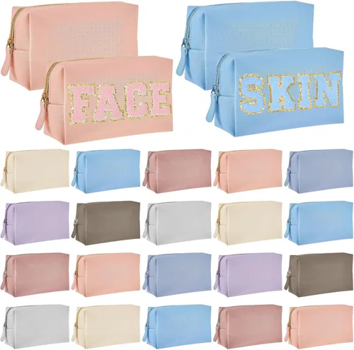 Miniatura 9 de 24 bolsas de maquillaje a granel de piel sintética para cosméticos, bolsa de maquillaje, bolsa de cosméticos lisa, bolsas de aseo impermeables