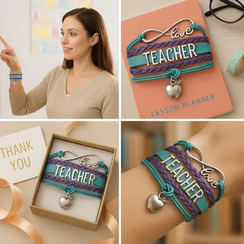 Miniatura 2 de Brazalete para maestro, joyería para profesores, regalos para docentes. Muéstrale tu agradecimiento a tu profesor.