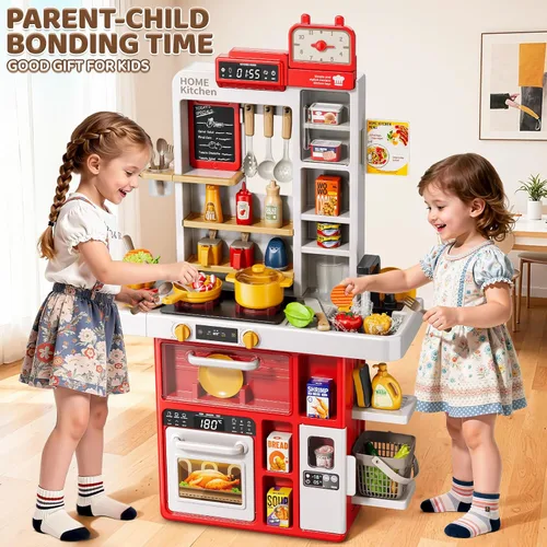 Miniatura 2 de Juego de cocina para niños, juego de cocina de 88 piezas para niños pequeños de 3 a 5 años, estufa de cocina, accesorios de juguetes con luz