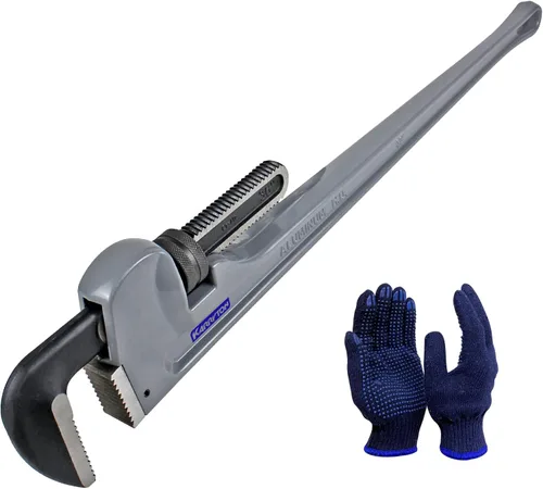 Miniatura 11 de Llave de tubo de aluminio de 48 pulgadas, capacidad de mordaza ajustable de 8"/200mm, llave de fontanería de mango recto resistente, herramienta