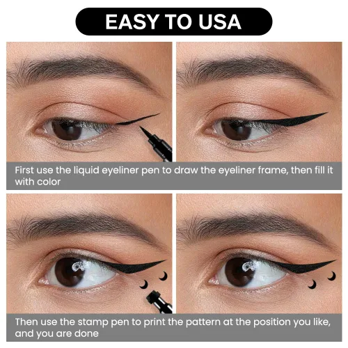 Miniatura 4 de evpct 1 Pieza Sello de Delineadores de Ojos Alados Color Negro, Sellos Faciales de Lunas Negras Maquillaje Delineador de Ojos Juego de Herramientas