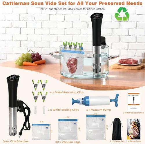 Miniatura 8 de Cocina Sous Vide, enfriador de vino, 1000 W, máquina Sous Vide para cocina, circulador de inmersión, kit de Sous Vide con bolsas de vacío, bomba
