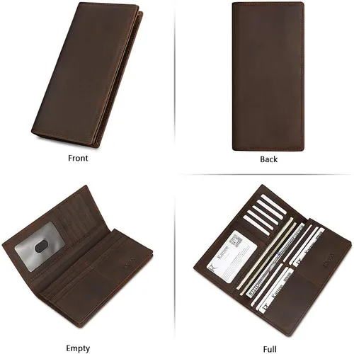 Miniatura 7 de Kattee cartera plegadiza clásica de cuero para hombre