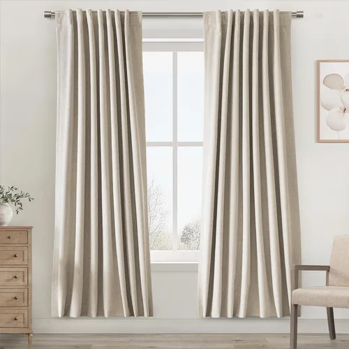 Miniatura 42 de UHITECH - Cortinas opacas beige para sala de estar, cortinas cortas de 35 pulgadas para habitación, cortinas negras para ventanas pequeñas, paneles