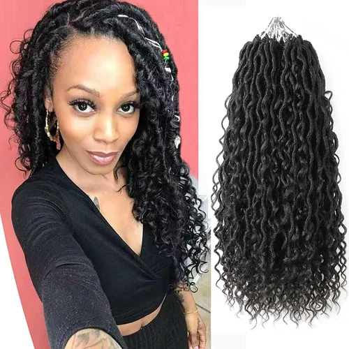Cabello de ganchillo Boho Goddess Locs de 18 pulgadas, 7 paquetes con extremos rizados, suaves trenzas hippies preenlazadas para mujer (18 pulgadas,