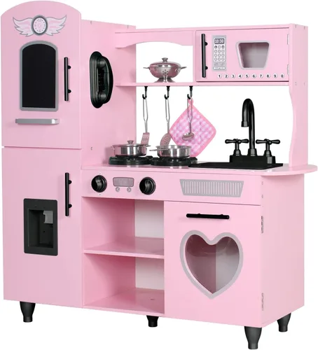 Miniatura 9 de TaoHFE Cocina de Juguete, Juego de Cocina Rosa para Niñas, Juego de Cocina para Niños de 6 a 8 Años, Regalo Juego de Cocina para Niños de 3+ Años